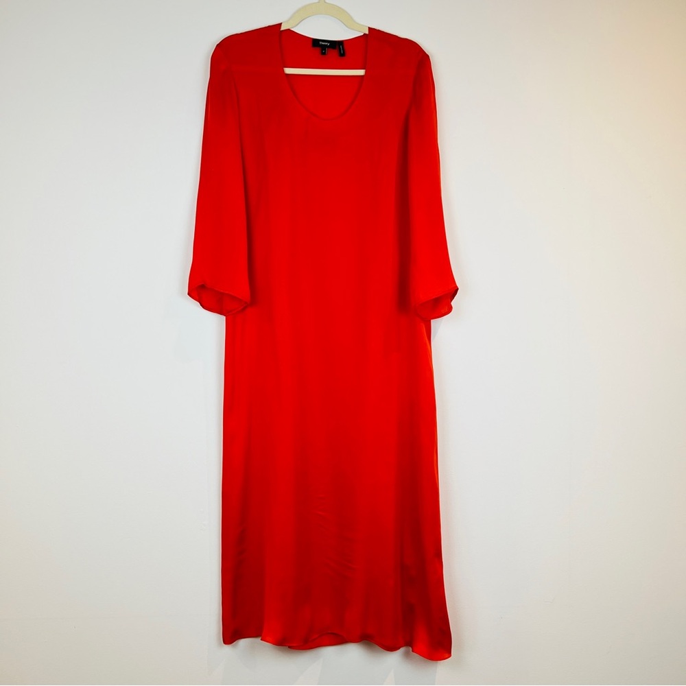 Theory Red Long Sleeve Midi Dress